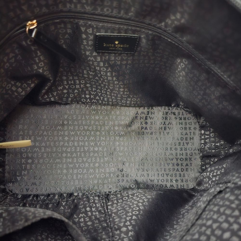 Kate Spade black shimmery tote with zipper, NWOT - Picture 4 of 11